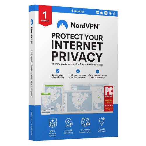 NordVPN Standard - 1-Month VPN & Cybersecurity Software Subscription For 6 Devices