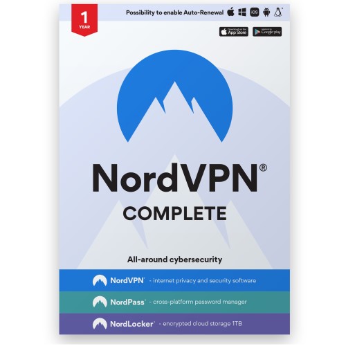 NordVPN Complete - 1-Year Cybersecurity Package (VPN, Password Manager, and Encrypted Cloud)